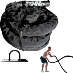 Cuerda de Batalla 6 m forrada con anclaje Wod Pro,Cuerda de Batalla 6 m forrada con anclaje Wod Pro