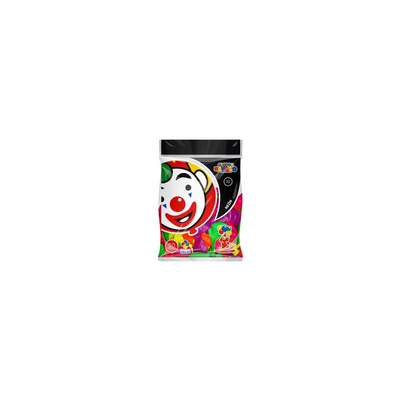 Pack 50 globos Payaso Neón No. 10,Pack 50 globos Payaso Neón No. 10