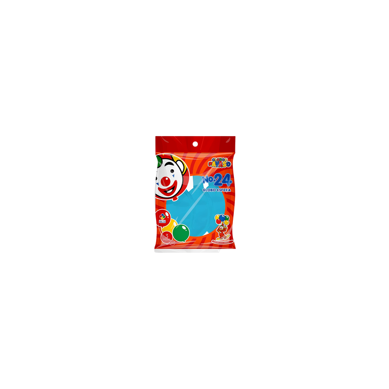 Pack 3 globos Payaso Esfera P-24,Pack 3 globos Payaso Esfera P-24