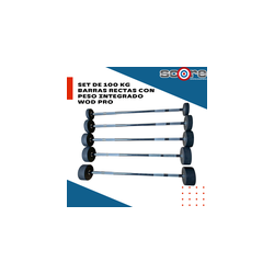 Set de 100 kg barras rectas con peso integrado Wod Pro,Set de 100 kg barras rectas con peso integrado Wod Pro