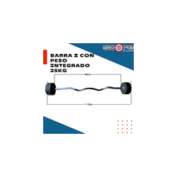 Barra Z con peso integrado 25 kg,Barra Z con peso integrado 25 kg