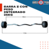 Barra Z con peso integrado 25 kg,Barra Z con peso integrado 25 kg
