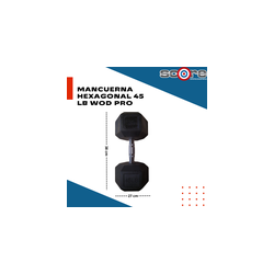 Par de mancuernas hexagonales 45 libras Wod Pro,Par de mancuernas hexagonales 45 libras Wod Pro