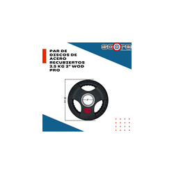 ​Par de discos de acero recubiertos 2.5 kg 2" Wod Pro,​Par de discos de acero recubiertos 2.5 kg 2" Wod Pro