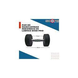 Par de mancuernas redondas 35 Libras Wod Pro,Par de mancuernas redondas 35 Libras Wod Pro