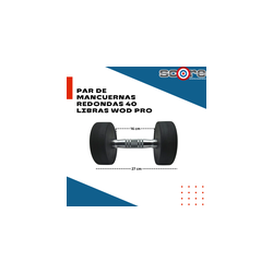 Par de mancuernas redondas 40 Libras Wod Pro,Par de mancuernas redondas 40 Libras Wod Pro
