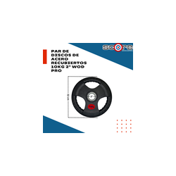Par de discos de acero recubiertos 10 kg 2" Wod Pro,Par de discos de acero recubiertos 10 kg 2" Wod Pro
