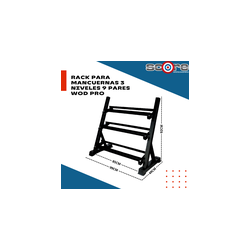 Rack para mancuernas 3 niveles para 9 pares Wod Pro,Rack para mancuernas 3 niveles para 9 pares Wod Pro
