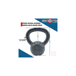 Pesa rusa acero gris 4 kg Wod Pro,Pesa rusa acero gris 4 kg Wod Pro
