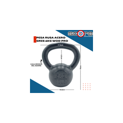 Pesa rusa acero gris 6 kg Wod Pro,Pesa rusa acero gris 6 kg Wod Pro