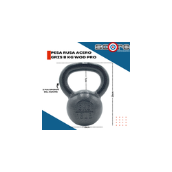 Pesa rusa acero gris 8 kg Wod Pro,Pesa rusa acero gris 8 kg Wod Pro