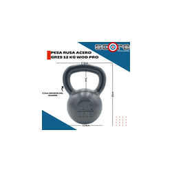Pesa rusa acero gris 12 kg Wod Pro,Pesa rusa acero gris 12 kg Wod Pro